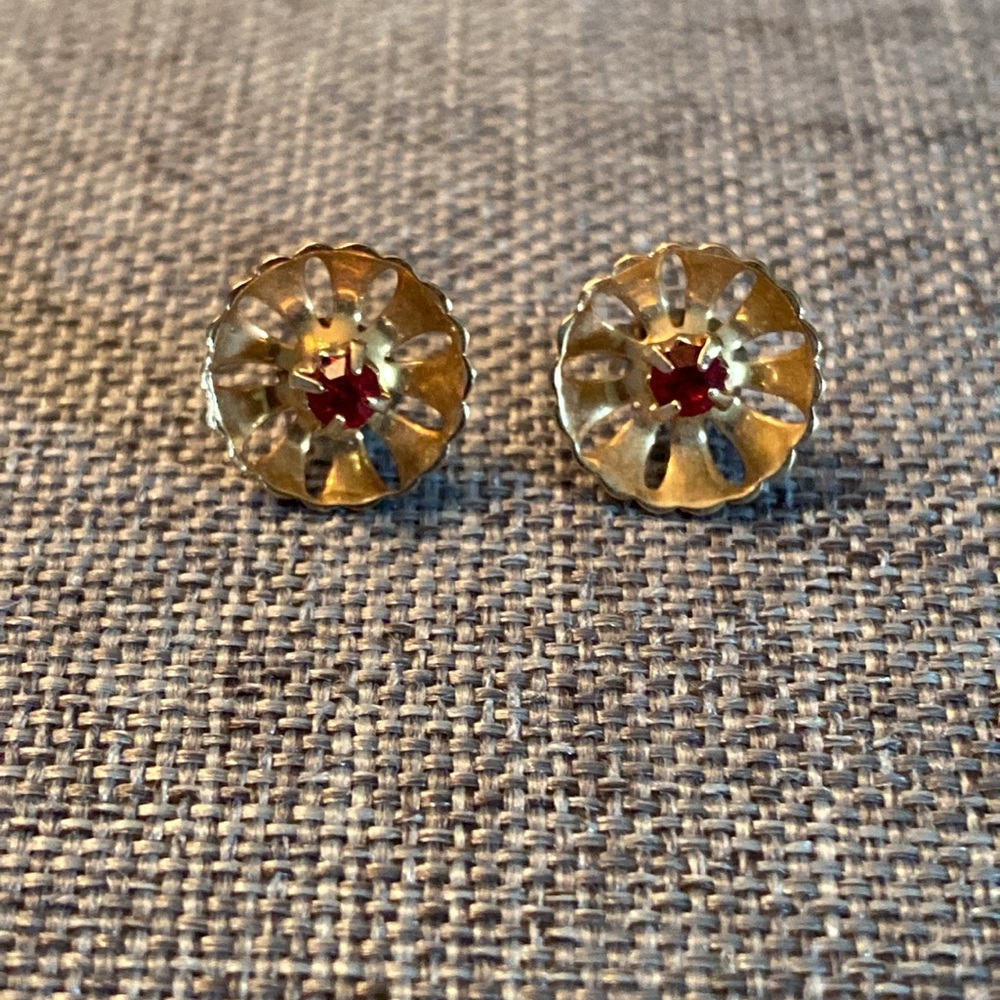 Vintage Ruby Stud & Halo Earrings